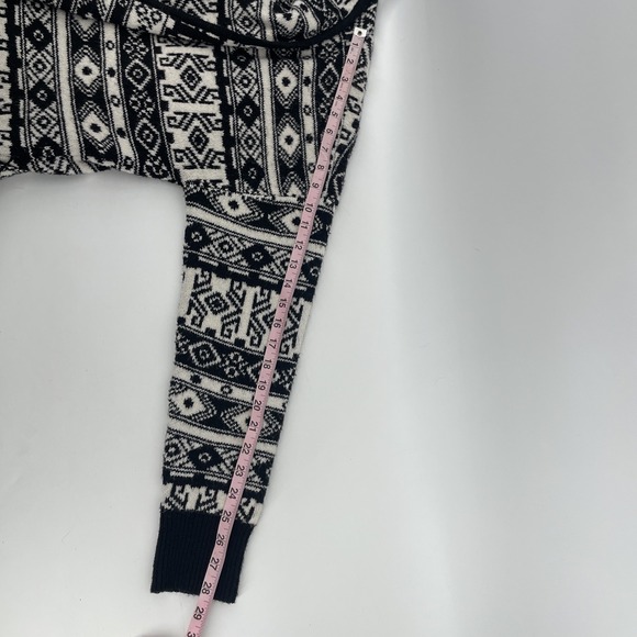 Rachel Zoe Open Sweater Belted Cardigan Women's Medium Aztec Black Ivory Thick - Picture 4 of 8